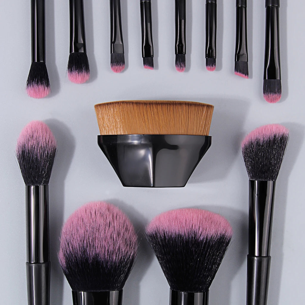 KOSSHOW 13-Pc Black Makeup Brush Set with Box | Full-Face & Eye Makeup Brush Set QXL
