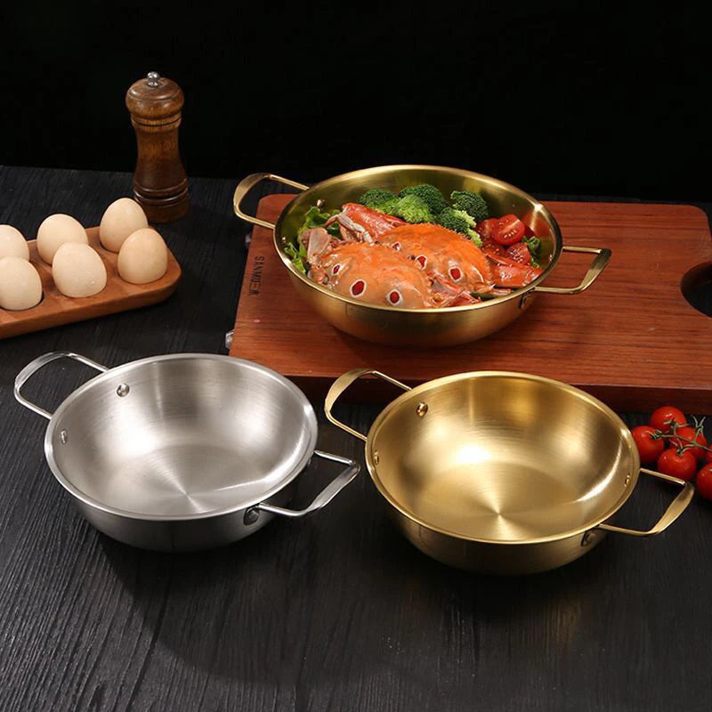 18cm Stainless Steel Seafood & Noodle Pot | Dual-Handle Soup Pot Small Soup Pot QXL