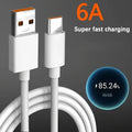 6A 120W USB-C Fast Charging Cable | 3/5/10-Pack USB-C Charging Cable QXL White-1PC 1m Type-C to USB-A