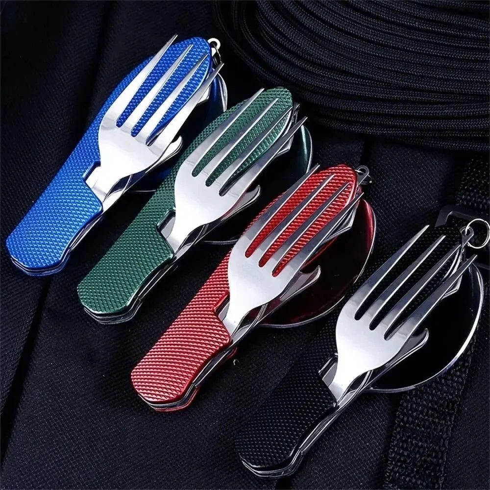 Foldable Camping Utensil Set – Stainless Steel Knife Fork Spoon Camping Utensil Set QXL