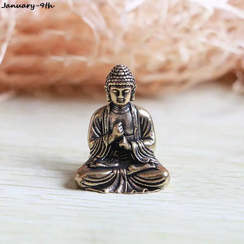 Miniature Copper Buddha Figurine | Feng Shui Home & Car Decor Buddha Figurine QXL A