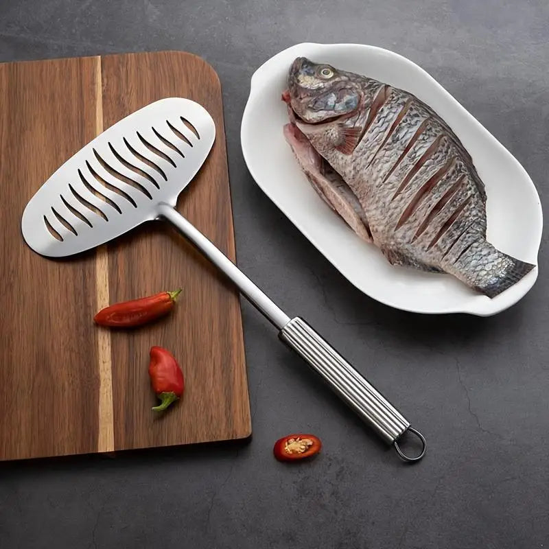 Large Stainless Steel Fish Spatula | Slotted Turner Shovel Kitchen Spatula QXL