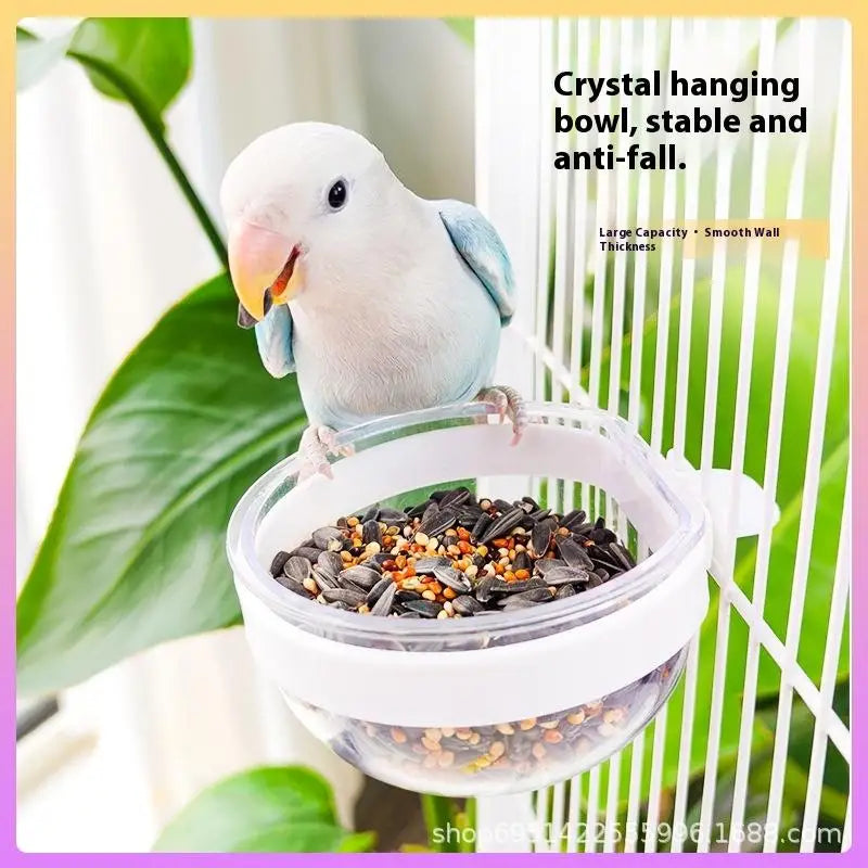 Detachable Transparent Bird Feeder Bowl | Cage Hanging Cup Bird Feeder Bowl QXL