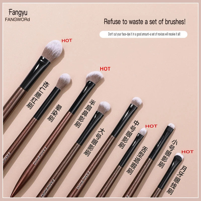 8-Piece Black Walnut Makeup Brush Set | Eye & Face Brushes Makeup Brush Set QXL
