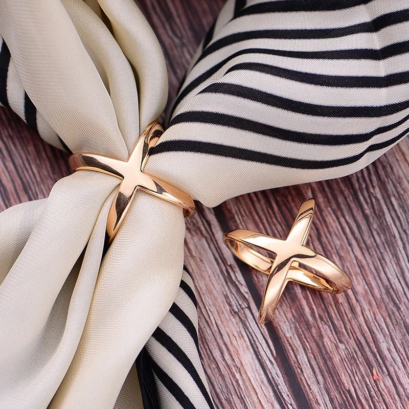 3-Pack X-Shape Metal Scarf Clips & Brooch Buckles for Women Scarf Clip Brooch QXL