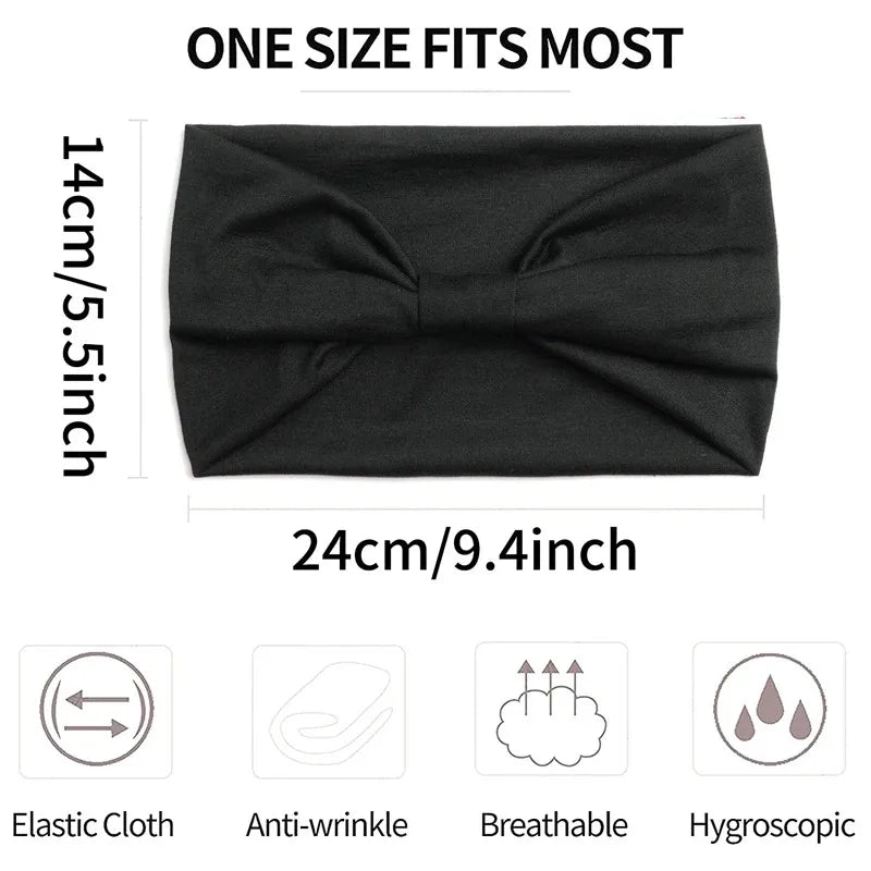 Boho Wide Knot Turban Headband – Elastic Headwrap for Women Turban Headband QXL