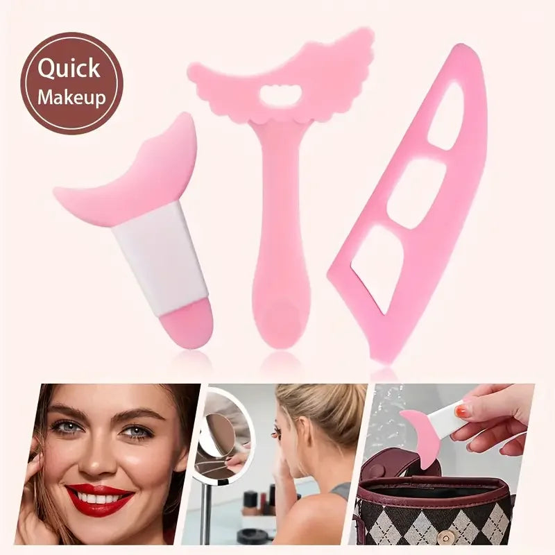 3-Piece Silicone Makeup Stencils | Wing, Liner & Lip Aid Makeup Stencil Set QXL