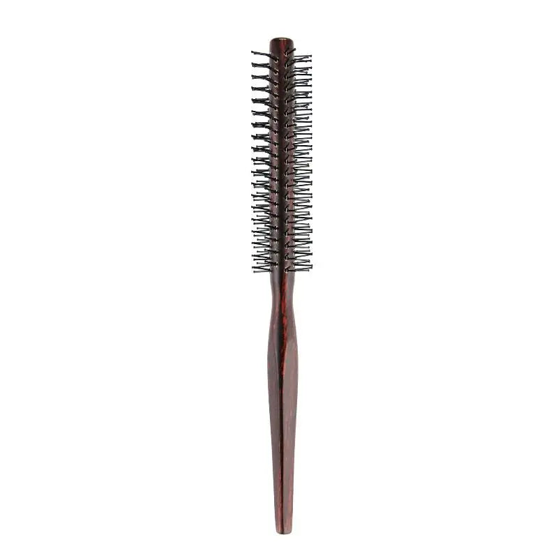 Mini Round Nylon Hair Brush | Wooden Handle Roller Comb Round Hair Brush QXL 1pcs