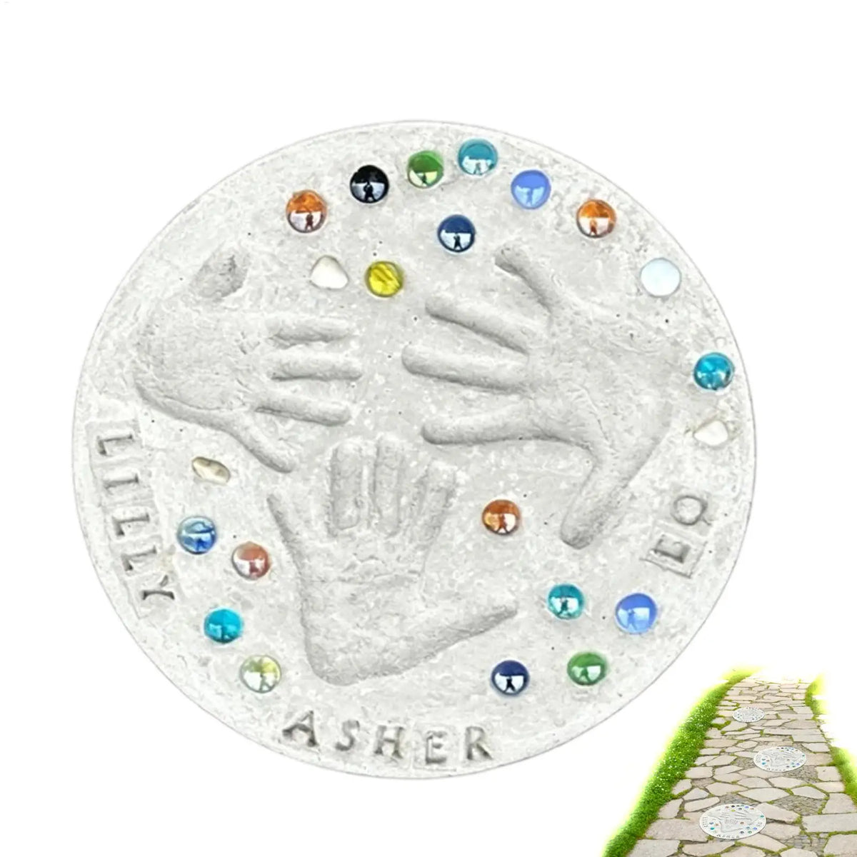DIY Handprint Stepping Stone Kit with 26 Letter Stamps | Gift DIY Craft Kit QXL