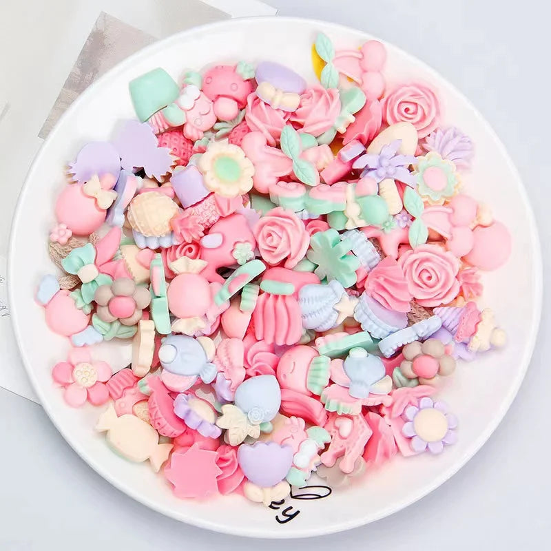 20-Pc 3D Kawaii Flower Nail Charms | Pink Resin Nail Art Set Nail Art Charms QXL