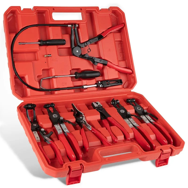 9-Pc Long Handle Hose Clamp Pliers Set | Auto Repair Kit Hose Clamp Pliers Set QXL