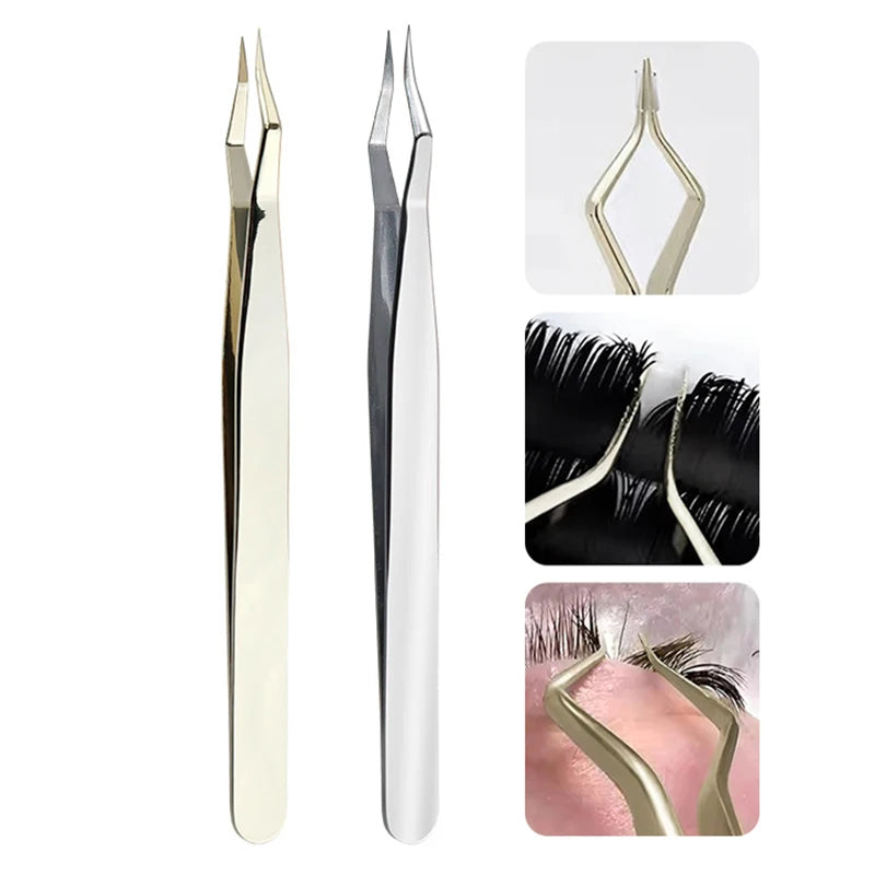 Lash Extension Tweezers | Curved & Straight Stainless Steel Lash Extension Tweezers QXL