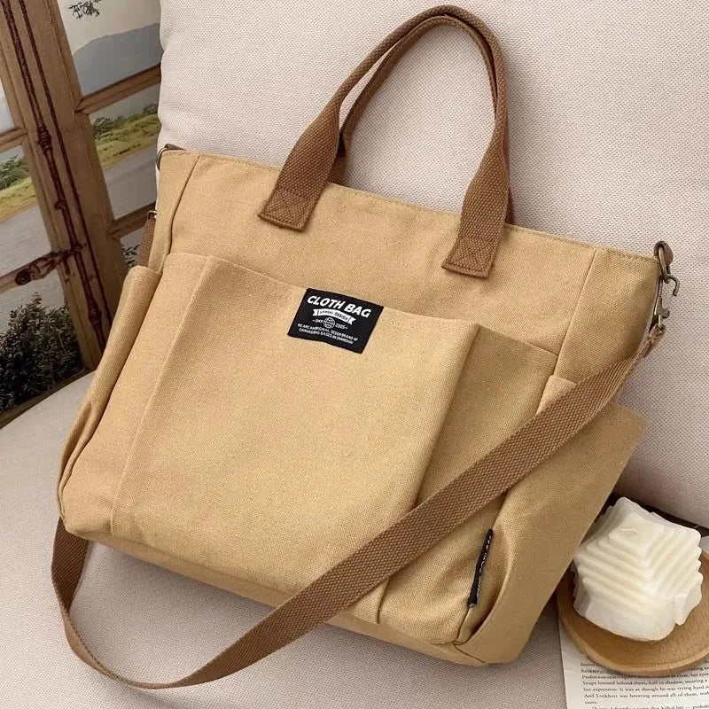 Large Canvas Tote Bag | Shoulder & Crossbody Laptop Bag Canvas Tote Bag QXL