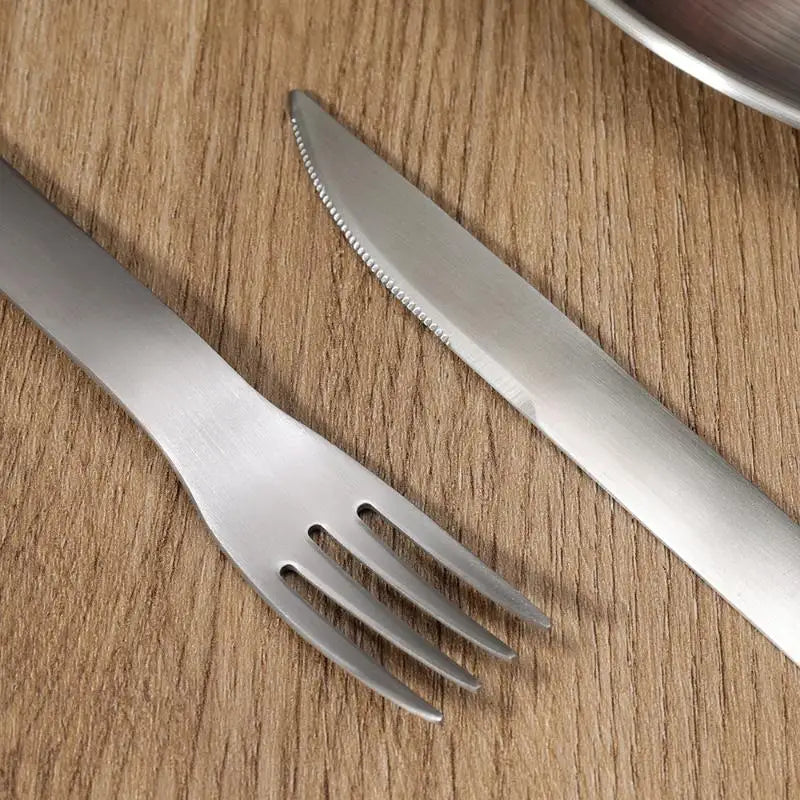 304 Stainless Steel Cutlery Set with Carabiner – Knife Fork Spoon Portable Cutlery Set QXL