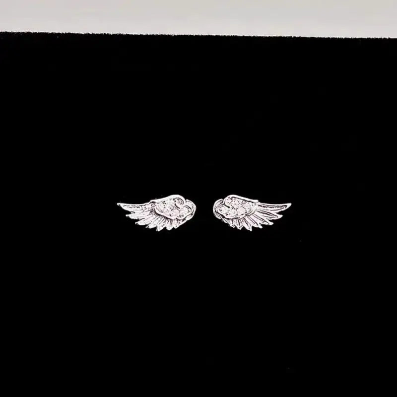 3-Pack Crystal Zircon Angel Wing Stud Earrings | Silver Women Crystal Stud Earrings QXL