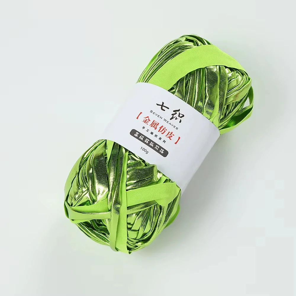 100m Metallic Fabric Strip Yarn | DIY Knitting & Crochet Craft Knitting Yarn QXL 14