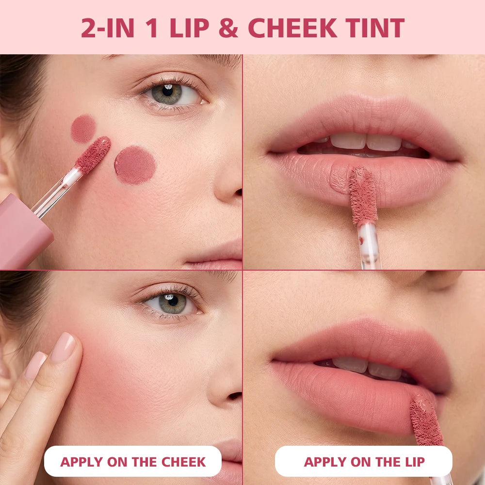 Danchel Nude Blur Tint – 2-in-1 Matte Lip & Cheek Blush Matte Lip & Cheek Tint QXL
