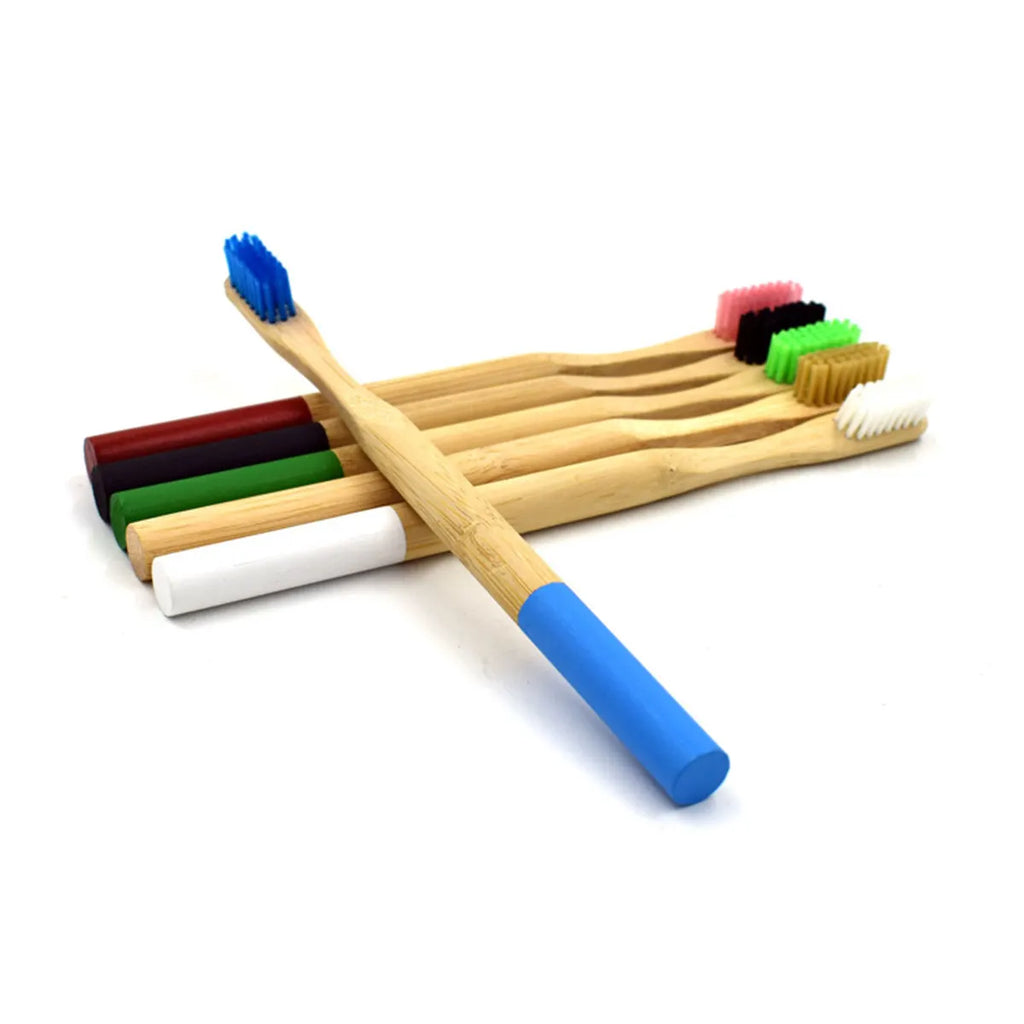 Blue Bamboo Toothbrush | Eco-Friendly Soft Bristle Adult Bamboo Toothbrush QXL