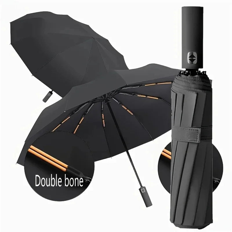 12-Rib Auto Folding UV Umbrella | Compact & Windproof Folding Umbrella QXL