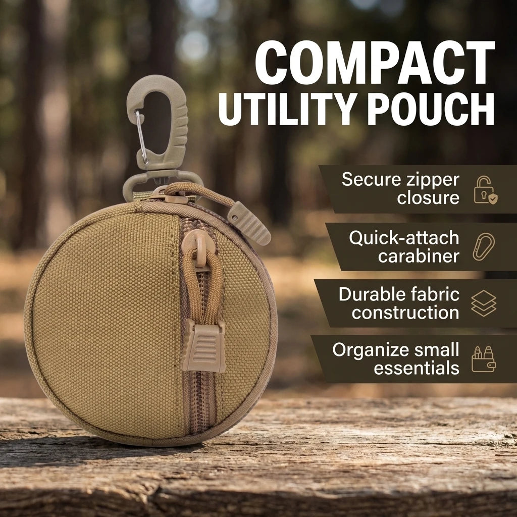 1000D Tactical Mini Round EDC Pouch with Carabiner Clip Tactical EDC Pouch QXL