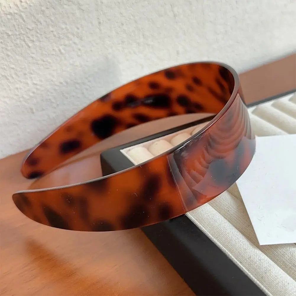 Wide Tortoiseshell Headband for Women | Retro Acetate Hair Band Hair Headband QXL