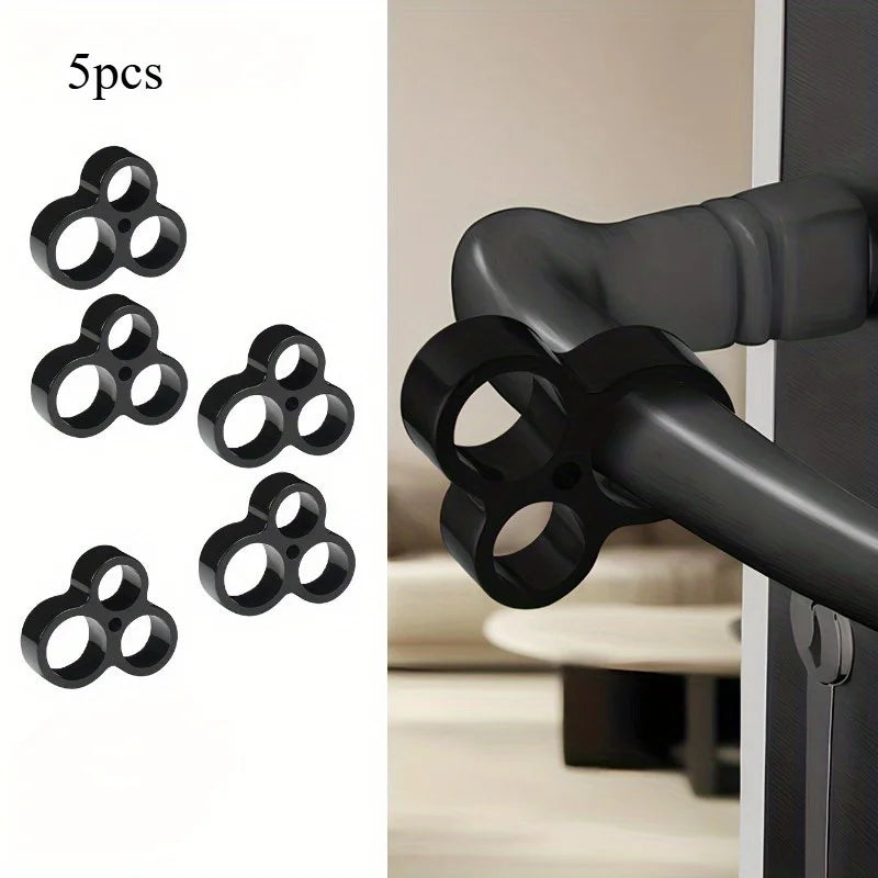 3-Hole Acrylic Door Handle Protector | Silent Rubber Stopper Door Handle Protector QXL Black