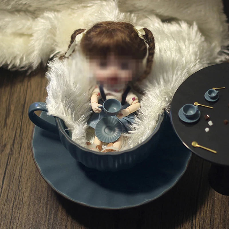 1:12 Dollhouse Mini Coffee Cup Saucer & Spoon Set – 3 Pcs Dollhouse Miniature QXL