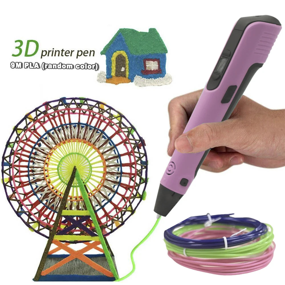 3D Printing Pen for Kids | LCD Screen + 9M PLA Filament 3D Drawing Pen QXL