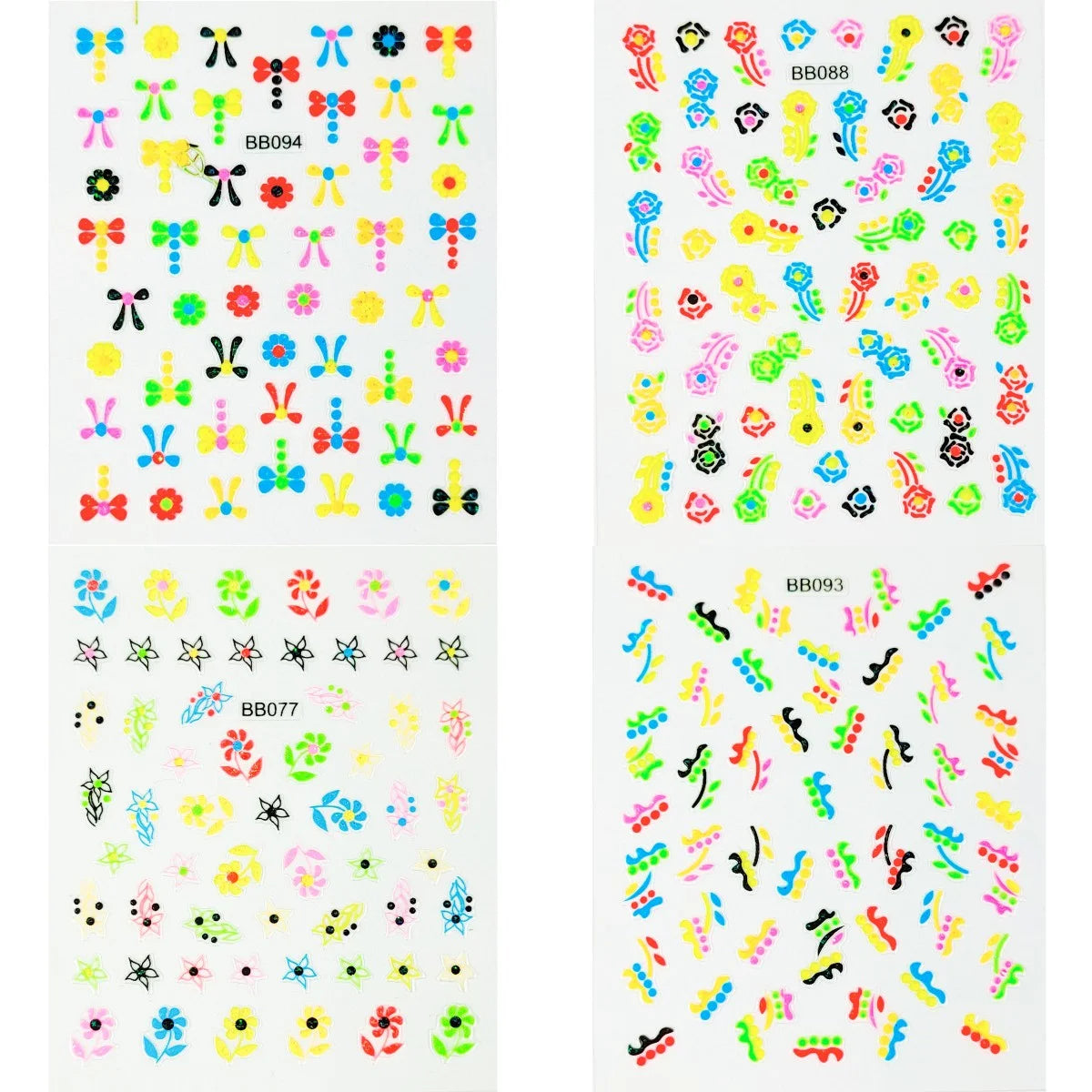5D Kawaii Nail Art Stickers – Butterfly Flower Bow Decals Nail Art Stickers QXL