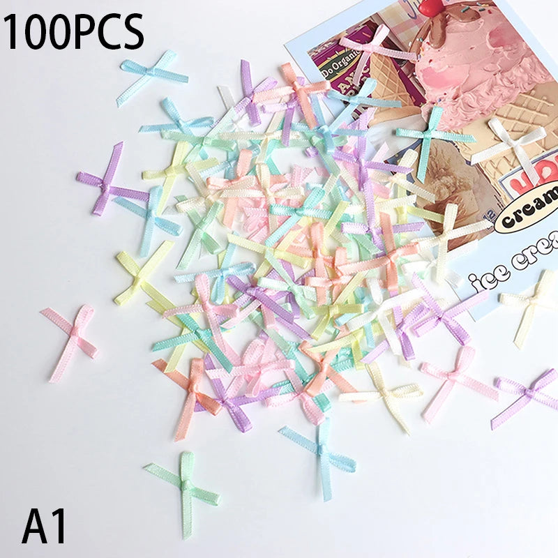 100-Pack Satin Ribbon Bows 20-30mm | DIY Craft & Gift Decor Ribbon Bow Embellishments QXL A1