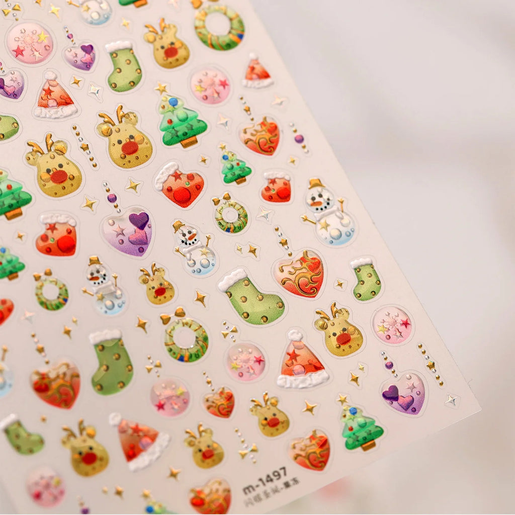 Christmas 5D Nail Stickers – Holiday Self-Adhesive Xmas Decals Nail Art Stickers QXL