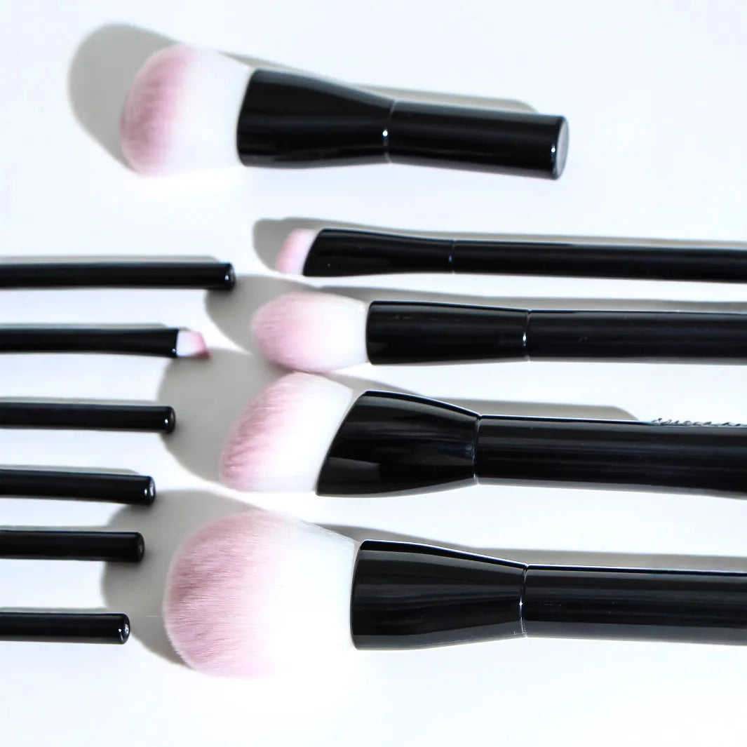 11-Piece Mini Makeup Brush Set | Honey Fire Black Handle Makeup Brush Set QXL