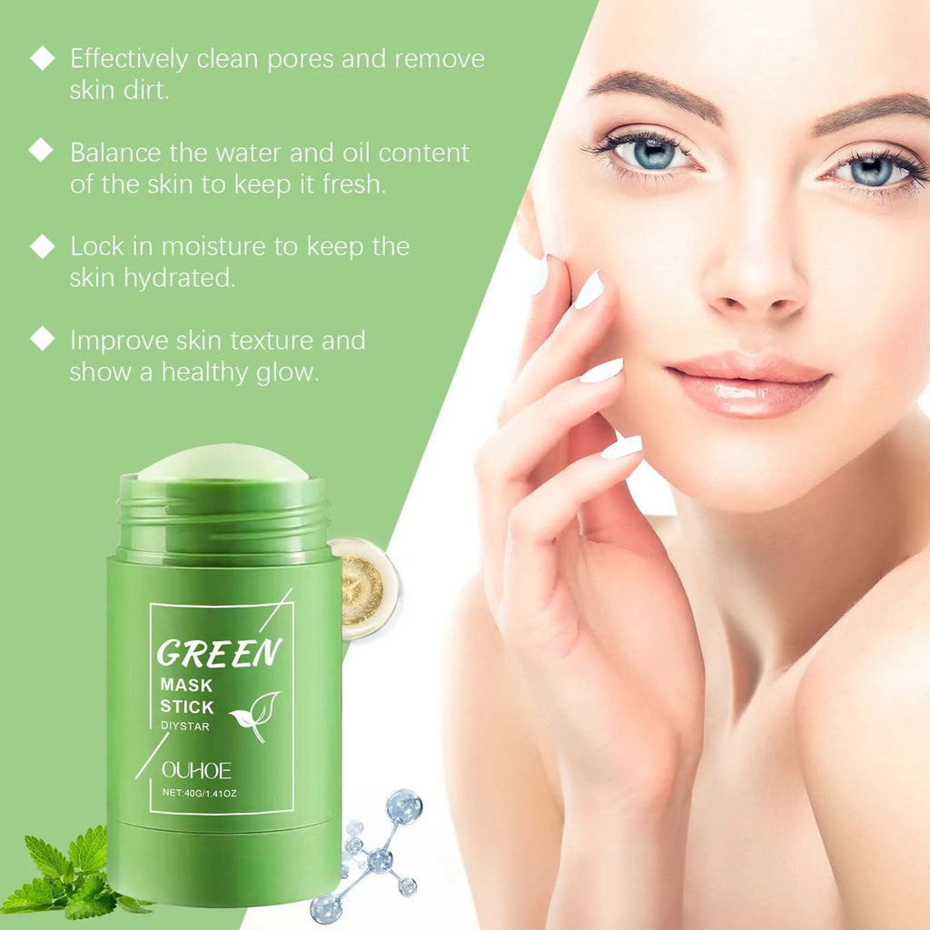 OUHOE Green Tea Solid Mask Stick | Deep Cleanse & Pore Care Facial Mask Stick QXL