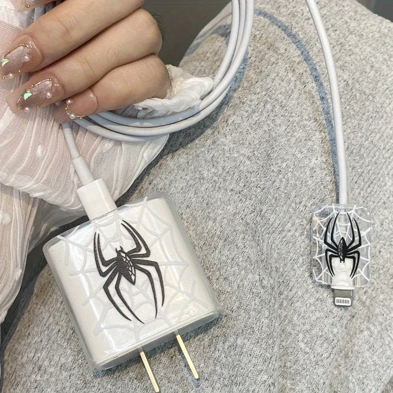 TPU Spider Charger & Cable Protector Set for iPhone 20W Cable Protector Set QXL