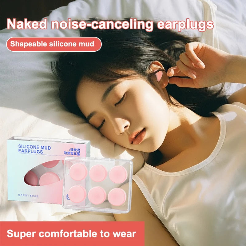 6-Pack Reusable Silicone Earplugs – Sleep, Swim & Travel Silicone Earplugs QXL