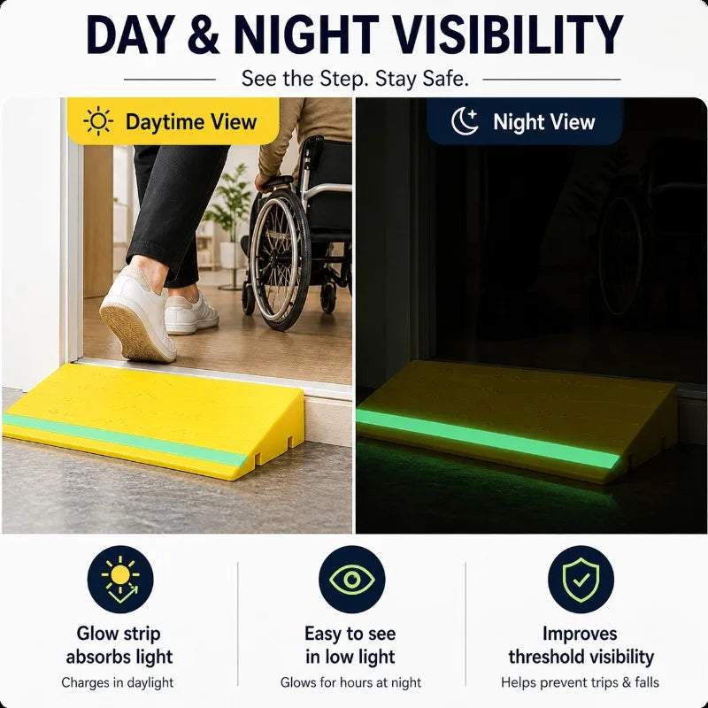 Indoor Threshold Ramp | Plastic Doorway Slope & Glow Strip Threshold Ramp QXL