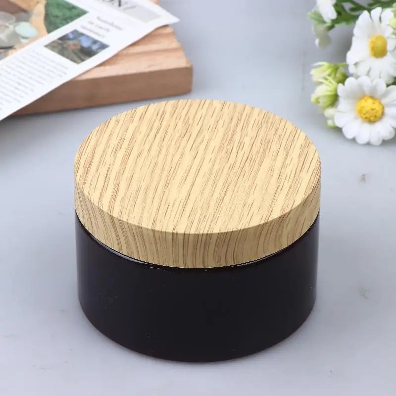 PET Plastic Jar Wood Texture Lid | 200ml–500ml Empty Container Cosmetic Storage Jar QXL