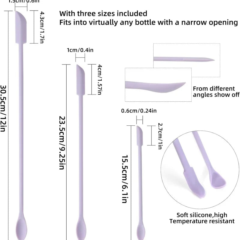 3-Piece Silicone Spatula Set | Double-Head Makeup Scraper Makeup Spatula Set QXL
