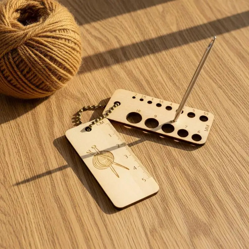 Wooden Knitting Ruler Gauge & Locking Stitch Markers Set Knitting Stitch Markers QXL