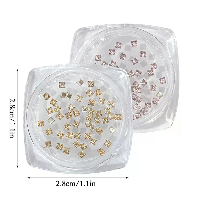 50-Pack Mini Square Zircon Flatback Rhinestones for Nail Art Nail Art Rhinestones QXL