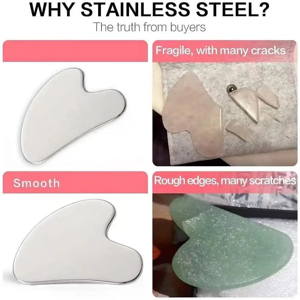 Stainless Steel Gua Sha Board | Face & Body Scraping Tool Gua Sha Scraper QXL