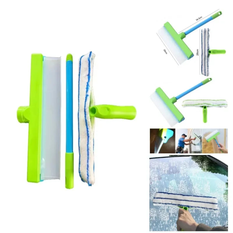 Microfiber Glass Cleaning Set with Squeegee | Windows & Tiles Glass Cleaning Set QXL