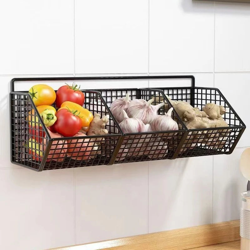 Punch-Free Wall Kitchen Storage Rack with Drain Basket Wall Storage Rack QXL