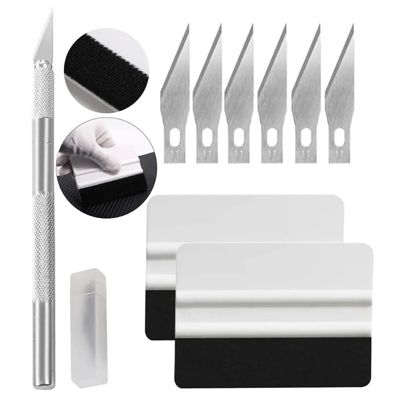 8Pcs Complete Car Window Tinting Tool Set Vinyl Scraper Cutter Squeegee for Auto Film Decals Wallpaper Installation Tools QXL