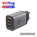 150W Multi-Port USB-C Fast Charger PD3.0 | EU US UK Plug USB-C Wall Charger QXL Grey EU