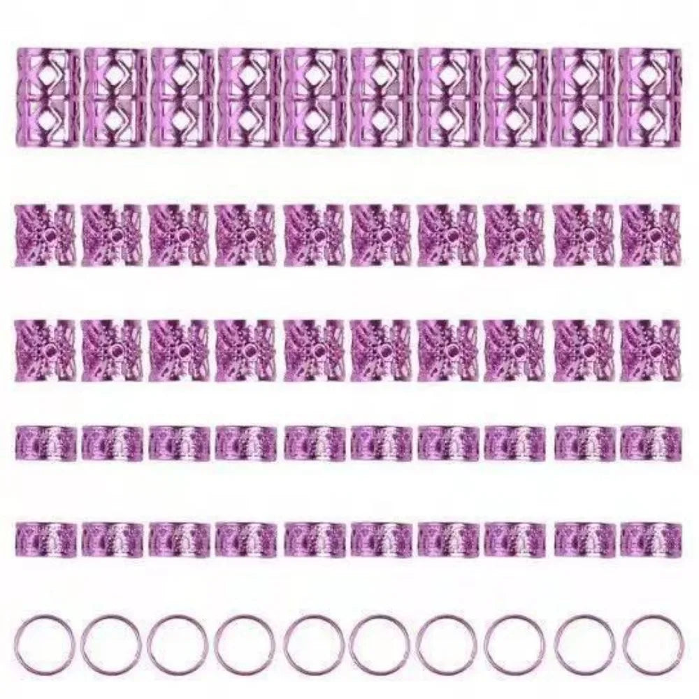 80-Pack Purple Dreadlock Beads | Hair Rings for Braids & Locs Dreadlock Hair Beads QXL