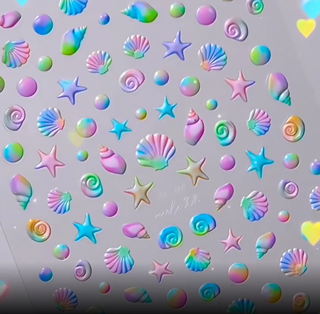 5D Ocean Nail Art Stickers | Starfish & Shell Decals Nail Art Stickers QXL