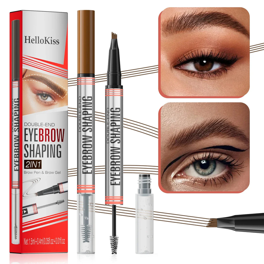 Hellokiss 2-in-1 Double-End Liquid Eyebrow Pencil 4-Tip Liquid Eyebrow Pencil QXL