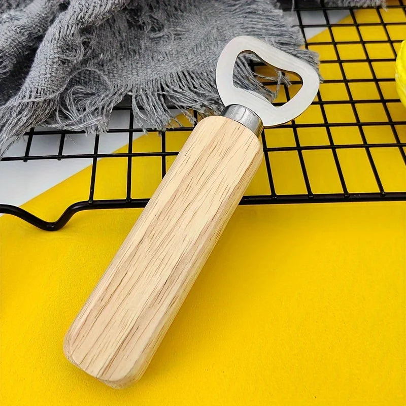 Wooden Handle Stainless Steel Beer Bottle Opener | Bar Tool Bottle Opener QXL 1pc