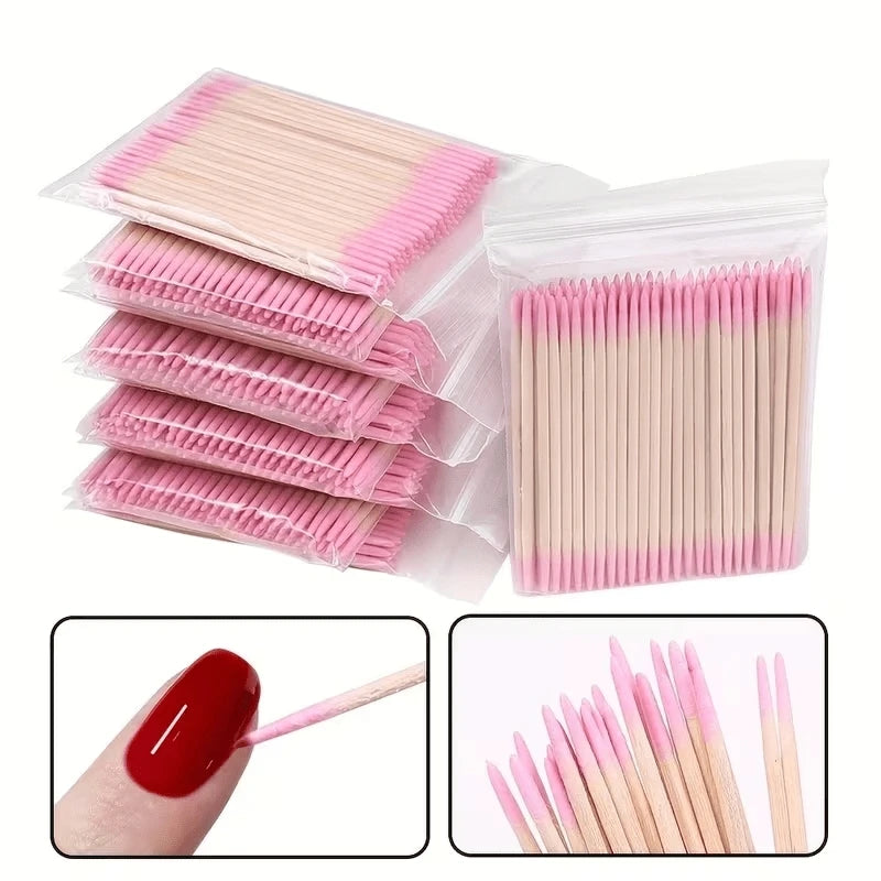 FUMOSIK Pink Double-Head Disposable Cuticle Pusher Stick Cuticle Pusher Stick QXL